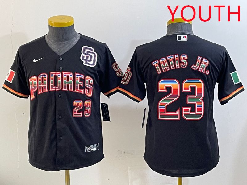 Youth San Diego Padres #23 Tatis jr Black Fashion Game 2025 Nike MLB Jersey style 3->youth mlb jersey->Youth Jersey